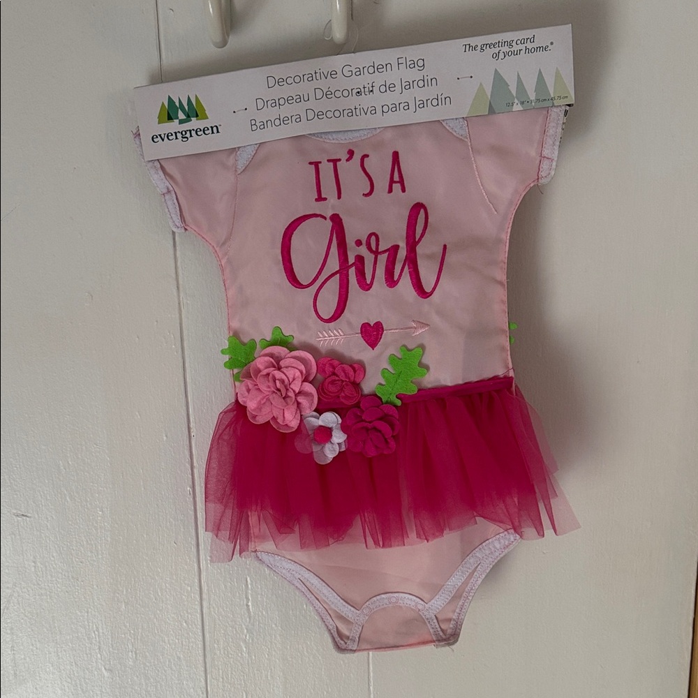Pink 'It's a Girl' Garden Flag